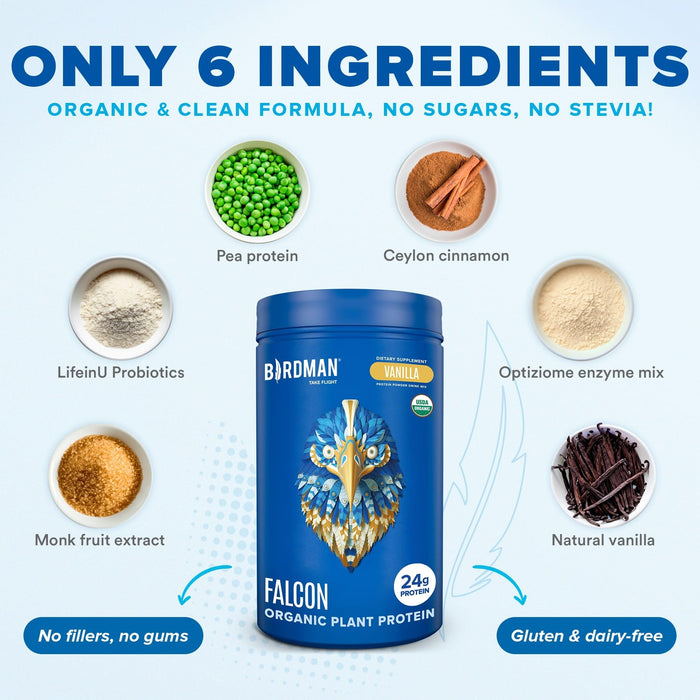 Falcon Protein Plant-Based Protein Powder - Vanilla Flavor -  1.32lbs