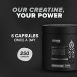 High-Purity Micronized Creatine Monohydrate in Capsules - 250 Capsules
