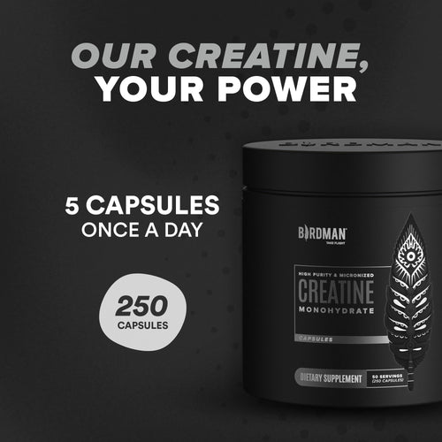 High-Purity Micronized Creatine Monohydrate in Capsules - 250 Capsules
