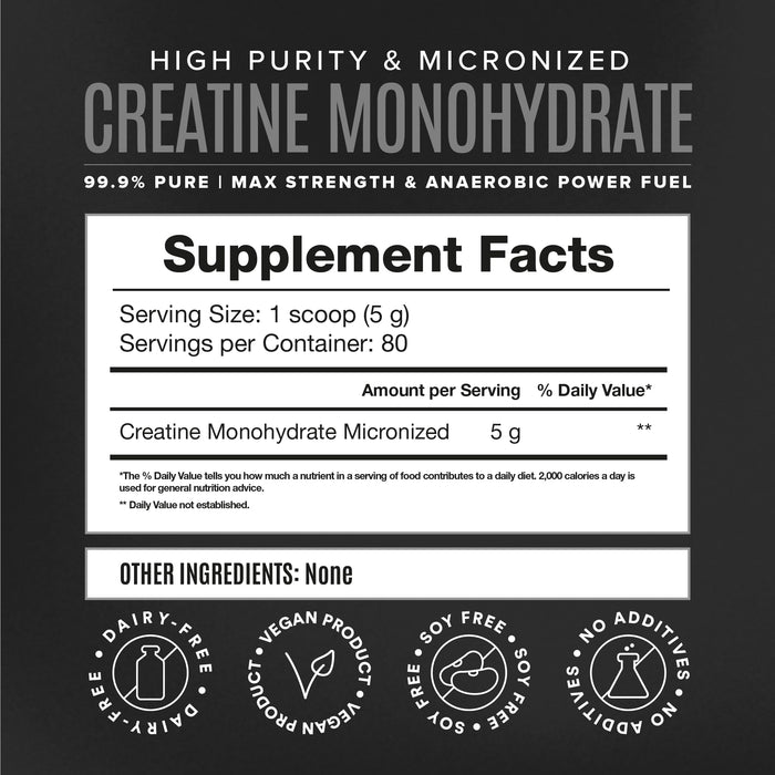 Monohidrato de creatina micronizado de alta pureza - Paquete de 0.8 lb