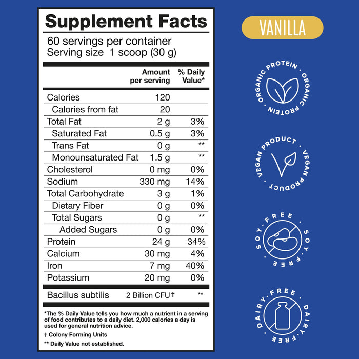 Falcon Protein Plant-Based Protein Powder - Vanilla Flavor -  3.9lbs