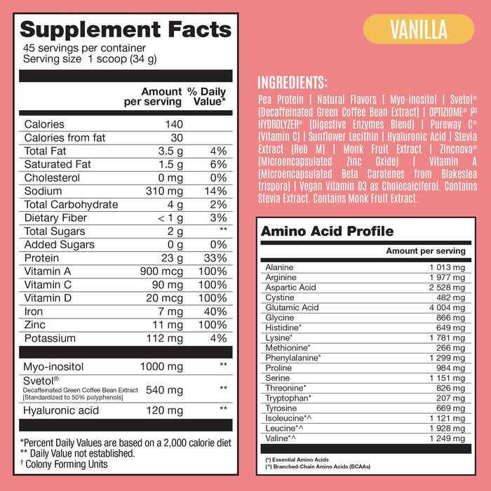 Fitmingo Plant Based Protein Powder - Vanilla Flavor - 3.3lbs
