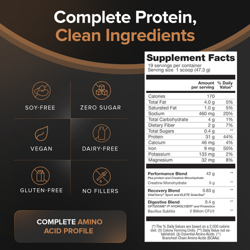 Falcon Performance Sport Protein Powder with Creatine - Chocolate Flavor - 1.9lbs